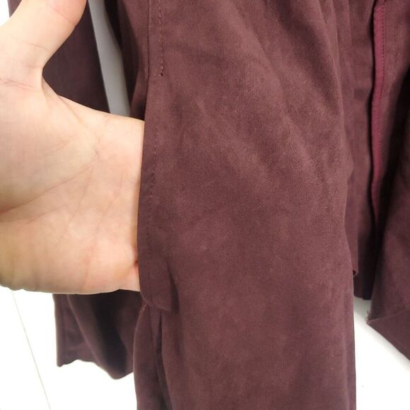 Kut From The Kloth Jacket Womens M Suede Soft Unlined Burgundy Draped Front - Picture 5 of 10